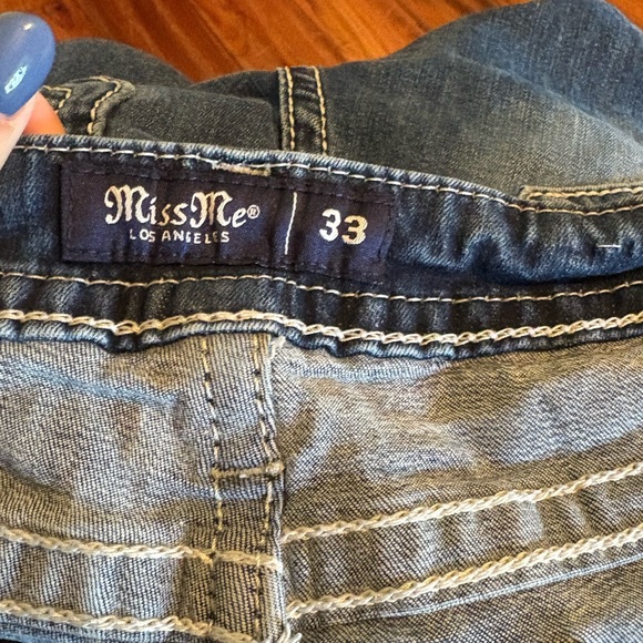 Miss Me Blue Denim Jeans mid rise boot size 33 X 34 - Picture 7 of 8